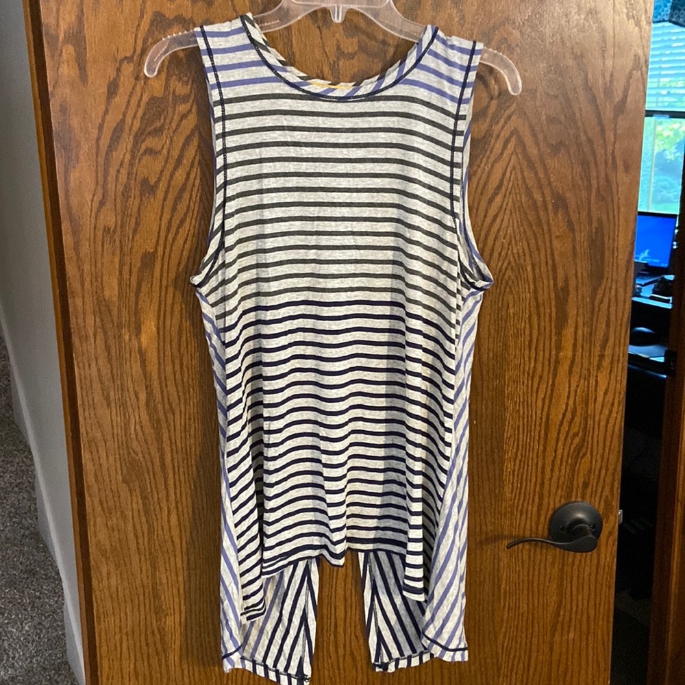 Blue and black stripe tank